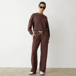 MONROW Teddy Fleece Straight Leg Sweat DARKOAK Fashion